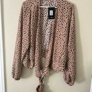 Cheetah print cropped wrap around blouse